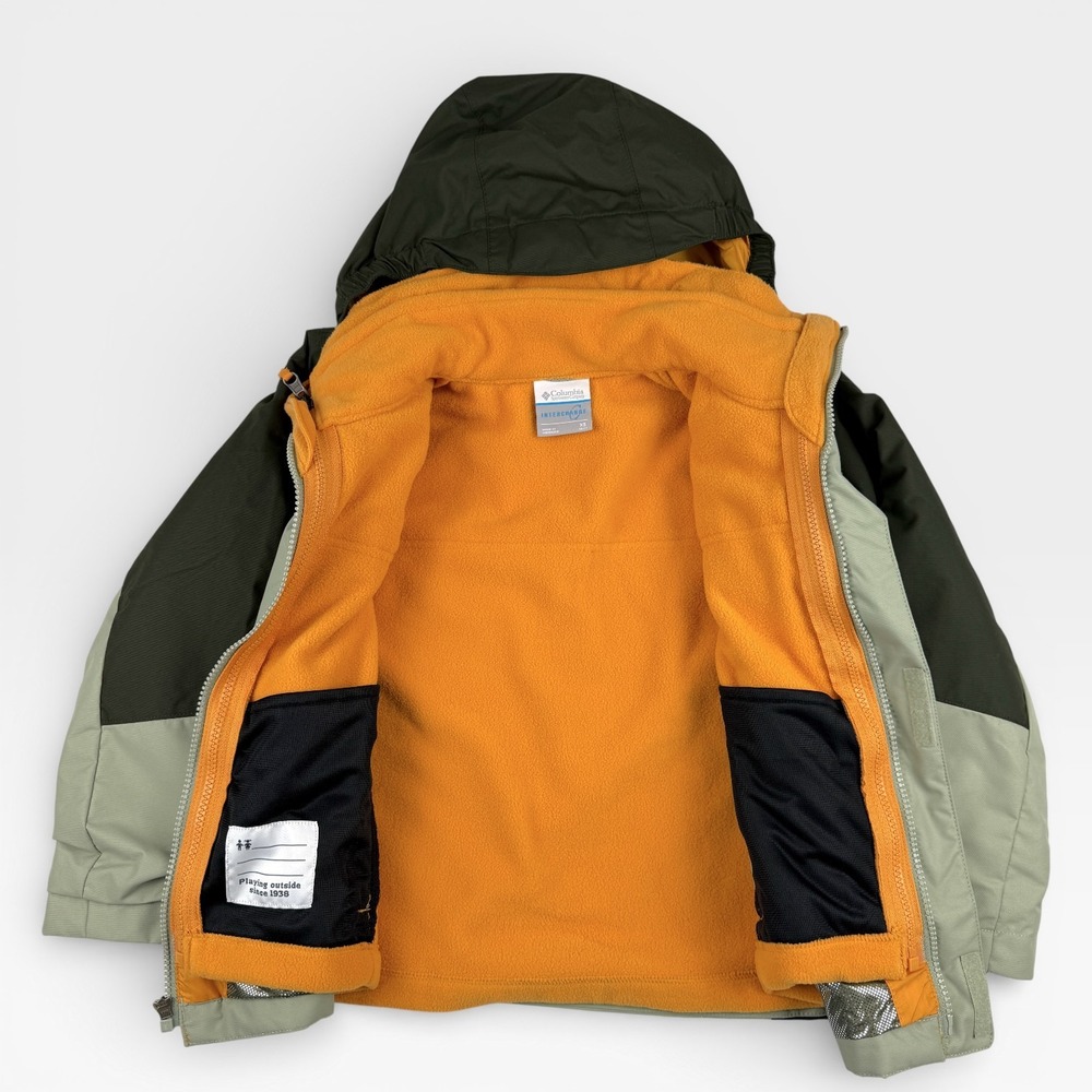 COLUMBIA Bugaboo III Fleece Interchange Jacket Kids Youth XS Green Orange Hooded - Picture 7 of 13